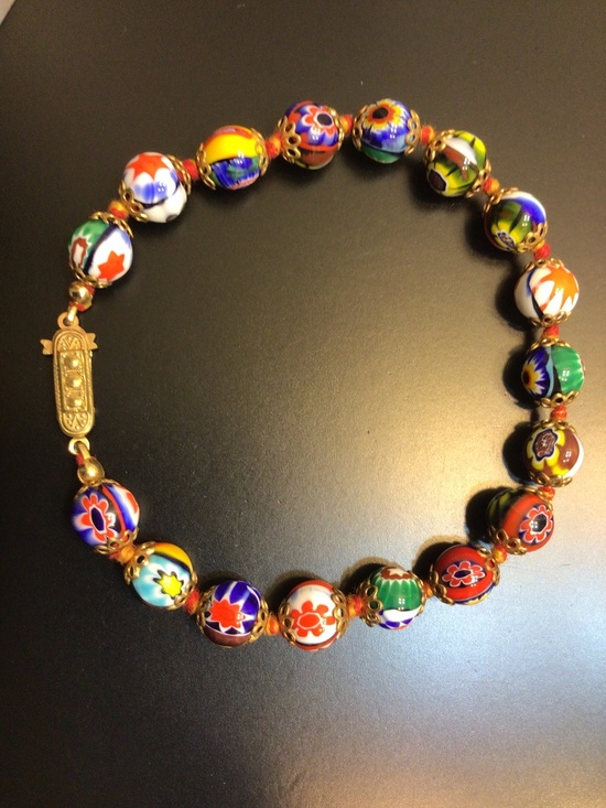 Jewelry - Vintage Multi-Colored Venetian Murano Millefiori Glass Beads Bracelet